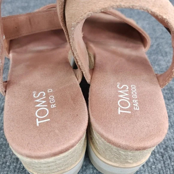 TOMS Sandals Womens Size 8 Pink Platform Espadrille Wedge Buckle Ankle Strap - Picture 12 of 14